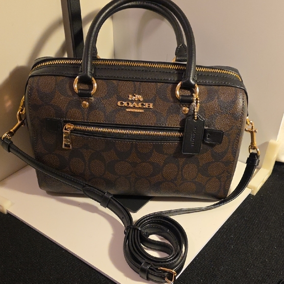 Coach Brown and Black Crossbody Bag with Signature Monogram - Picture 16 of 16